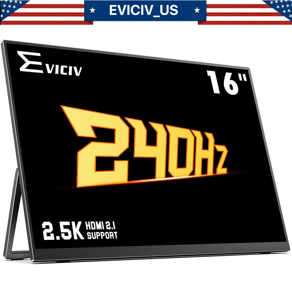 EVICIV 16″ 240Hz Portable Gaming Monitor HDMI USB C w/VESA Stand For SAMSUNG DEX