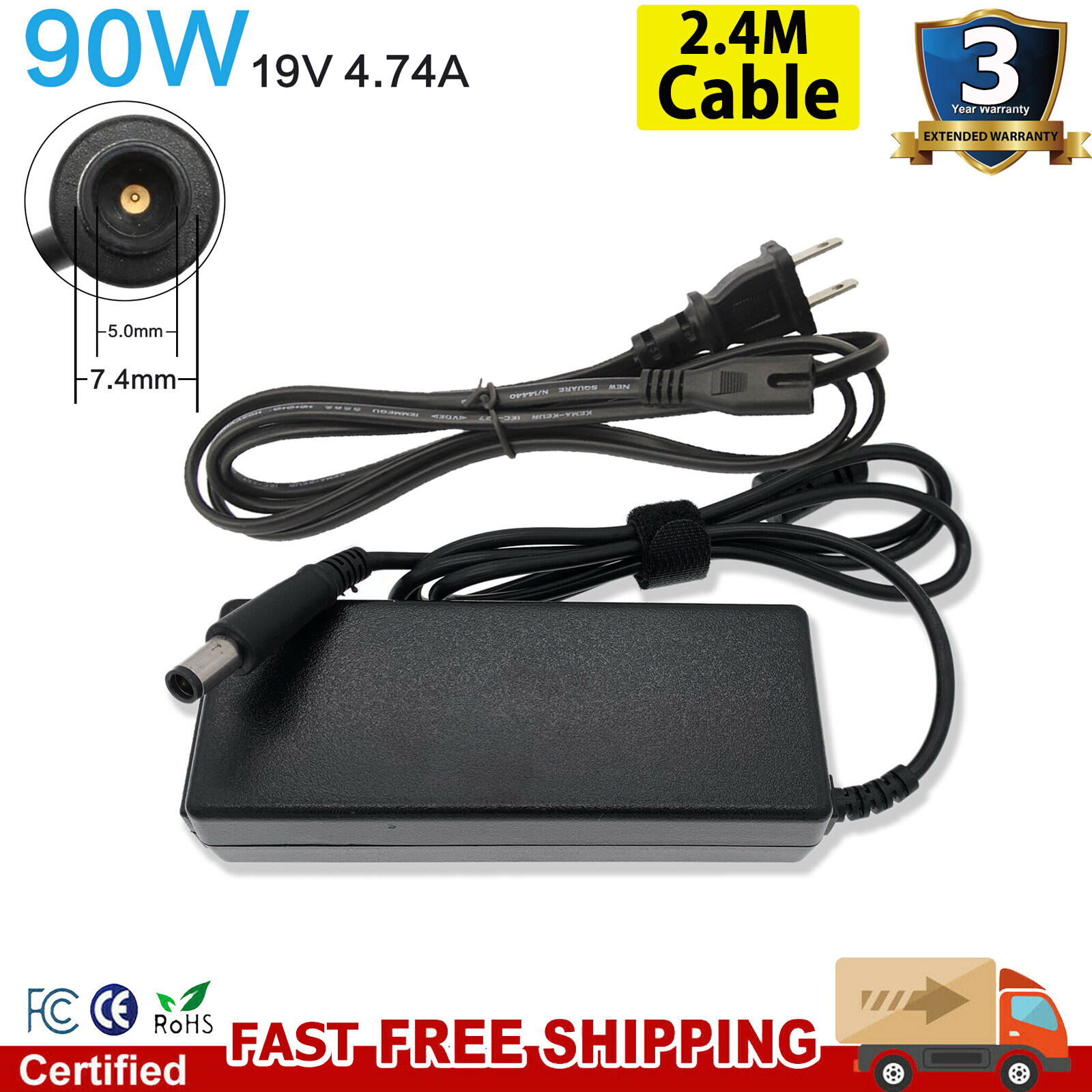 90W For HP Pavilion 23 All-in-One Desktop Charger AC Adapter Power Supply Cord