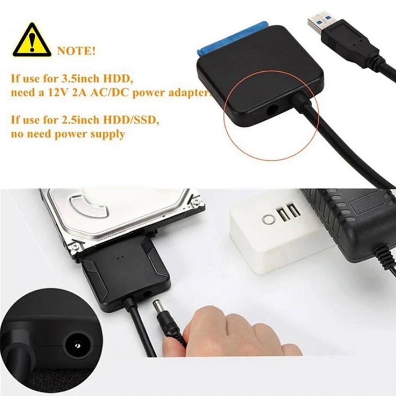 USB 3.0 to SATA External Hard Drive Reader 2.5″ 3.5″ HDD SSD Power adapter