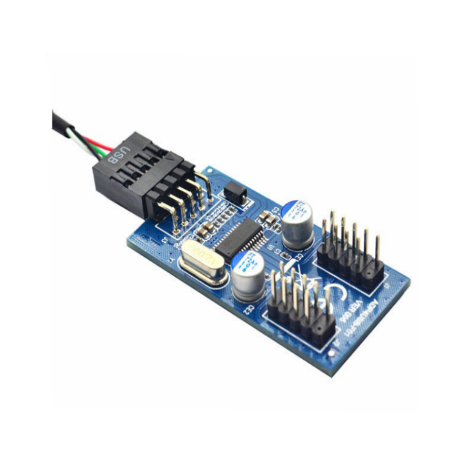 Internal 9-Pin USB2.0 Splitter 1 Male To 2 Female Motherboard Pin to PC Case b
