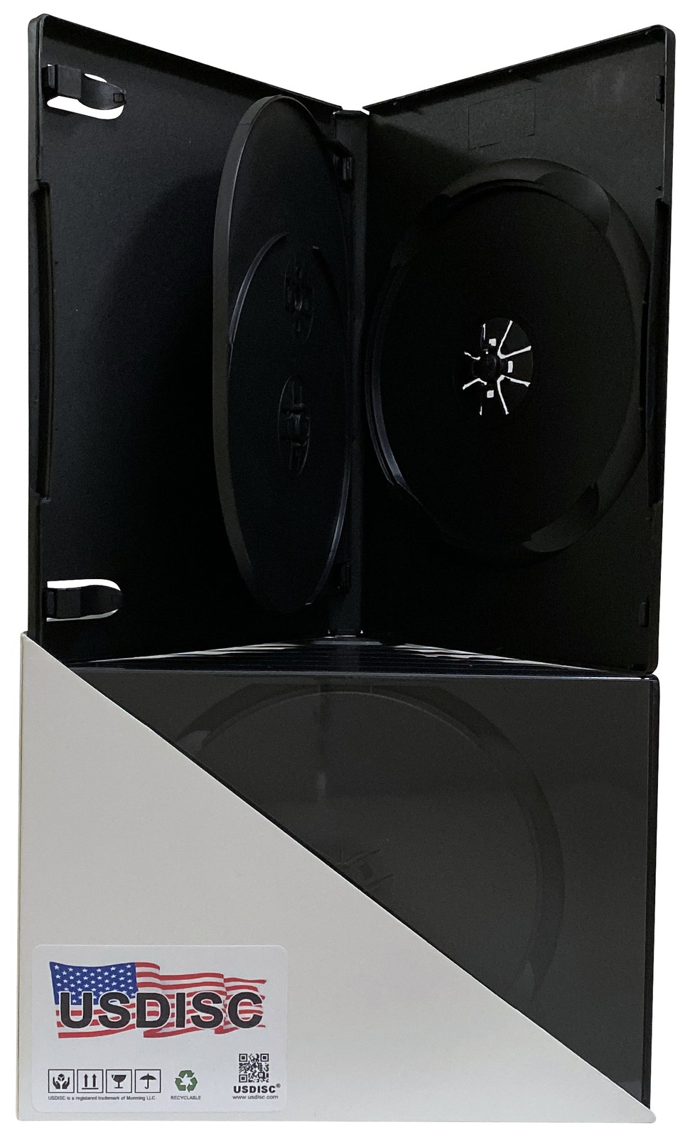 USDISC DVD Cases Standard 14mm Economy, Triple 3 Disc (Black) Lot
