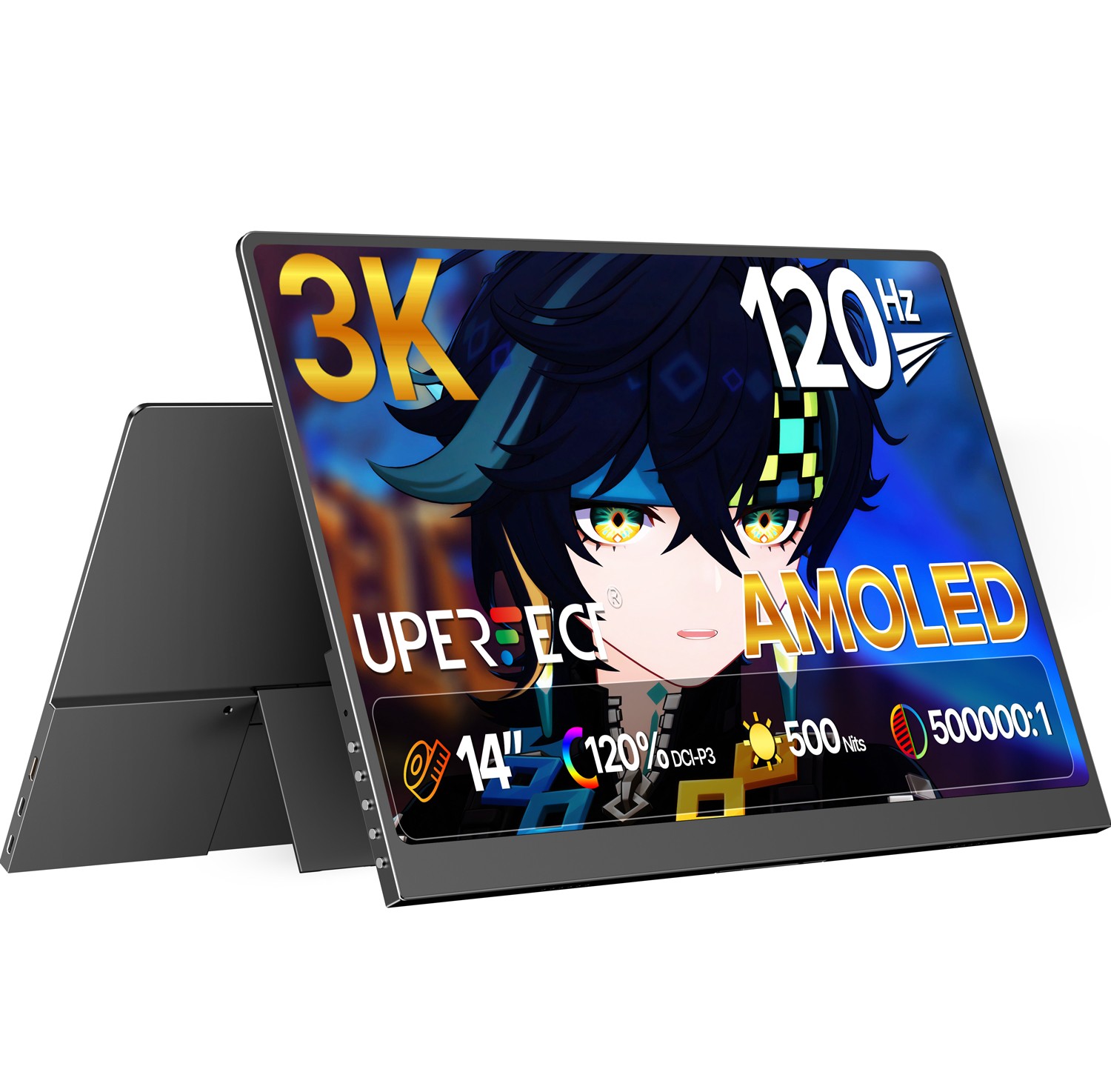UPERFECT 14″ OLED Portable Monitor 120Hz 2880×1800 3K Gaming Monitor Freesync