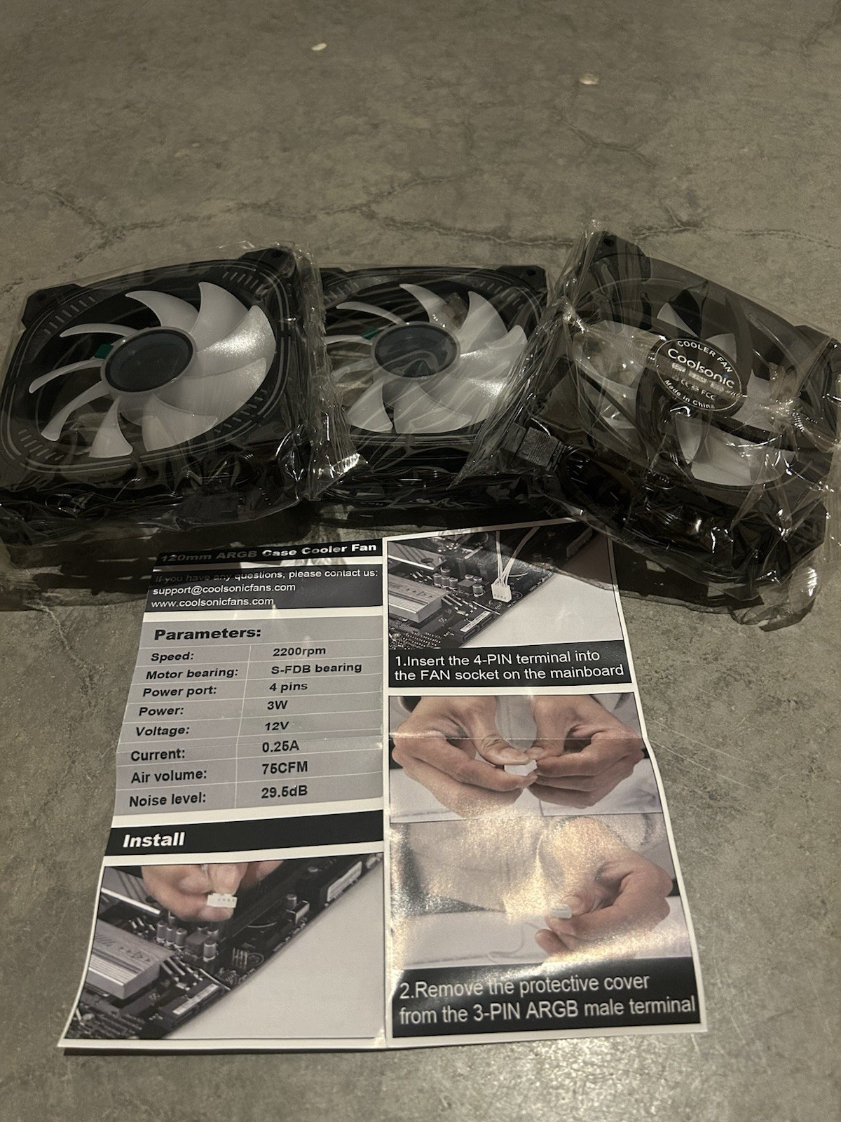 120mm ARGB PC Fans 2200RPM 75CFM,4pin PWM High Performance Case Fan