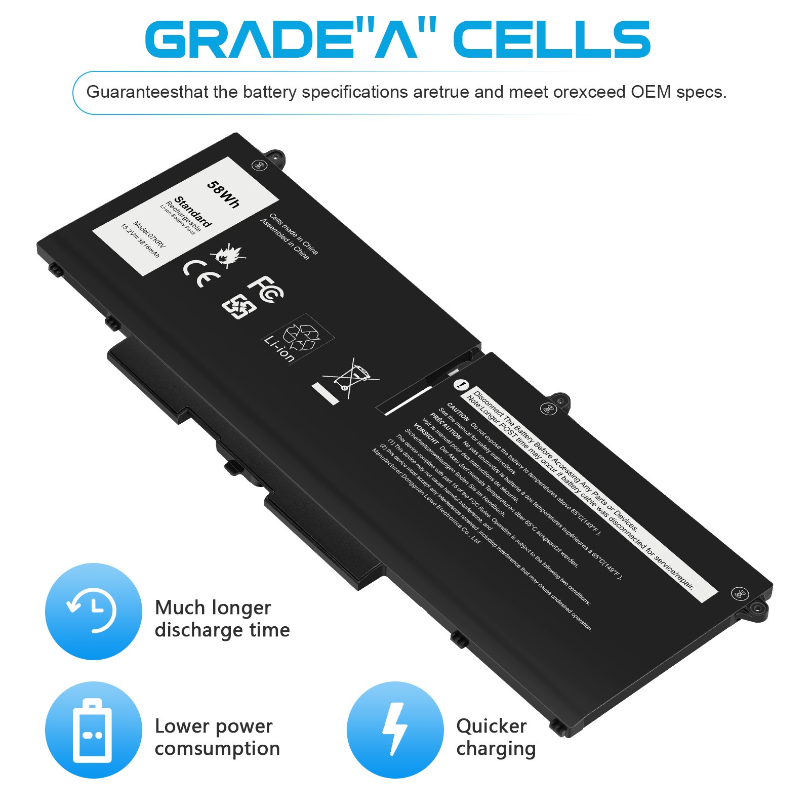 ✅New 58Wh 07KRV Battery for Dell Latitude 5330 5430 Precision 3570 H4PVC Y86WG