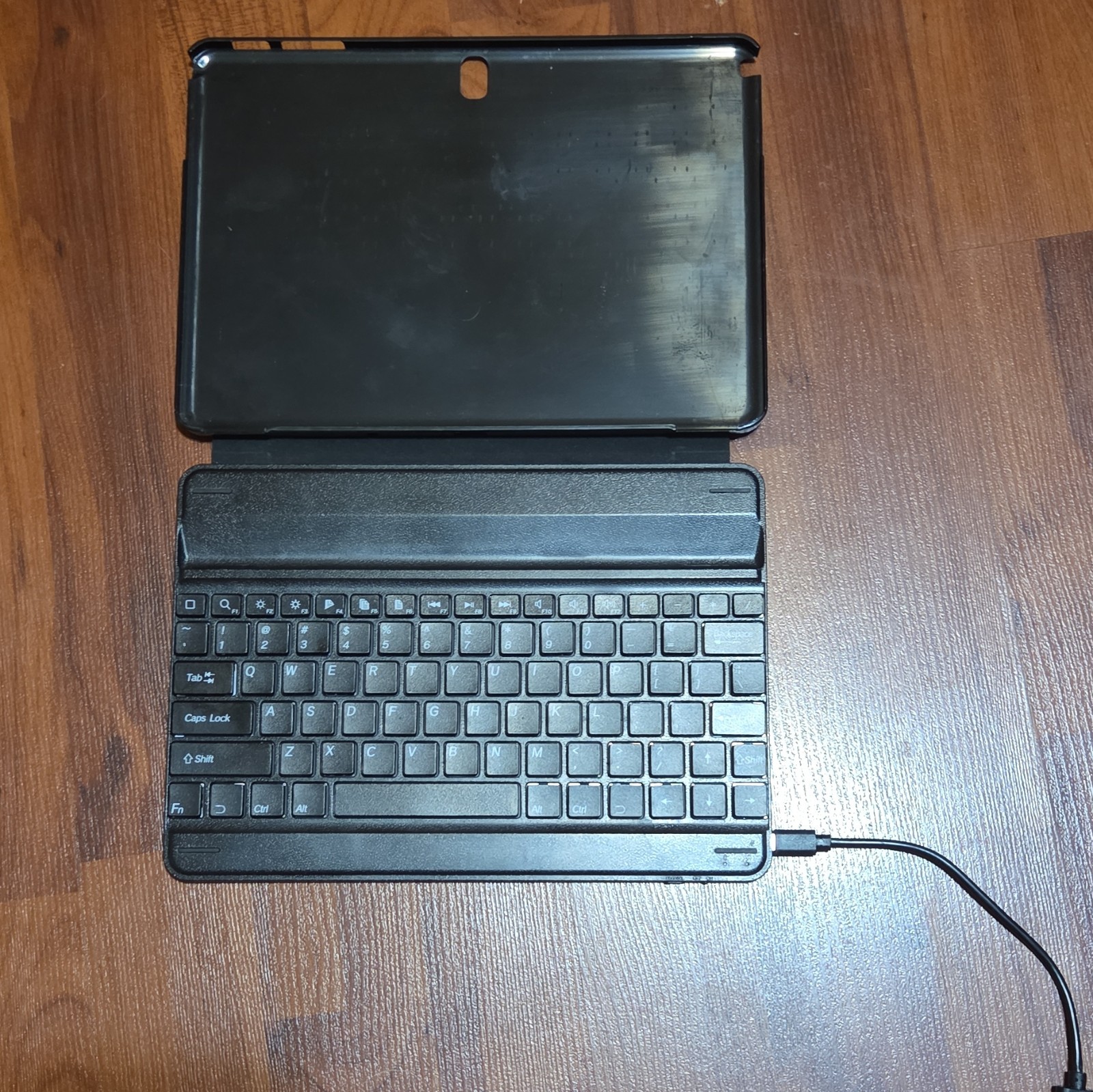 Black Synthetic Leather Wired Keyboard Folio Case with Integrated Stand