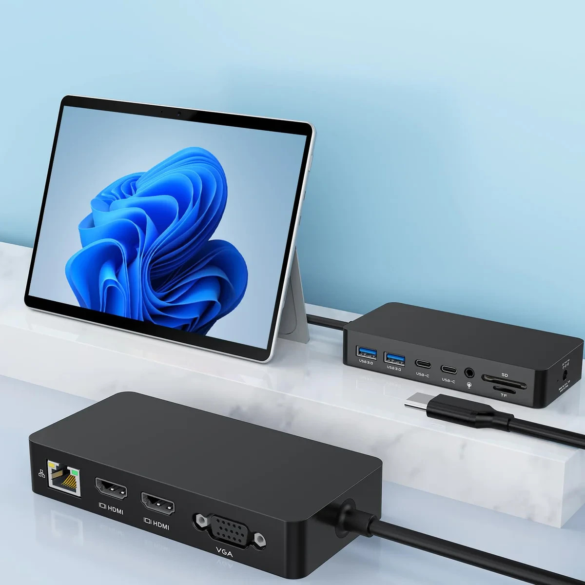 Rocketek Thunderbolt 4 Dock Dual Hdmivga Power Adapter Compatible Surface Pro