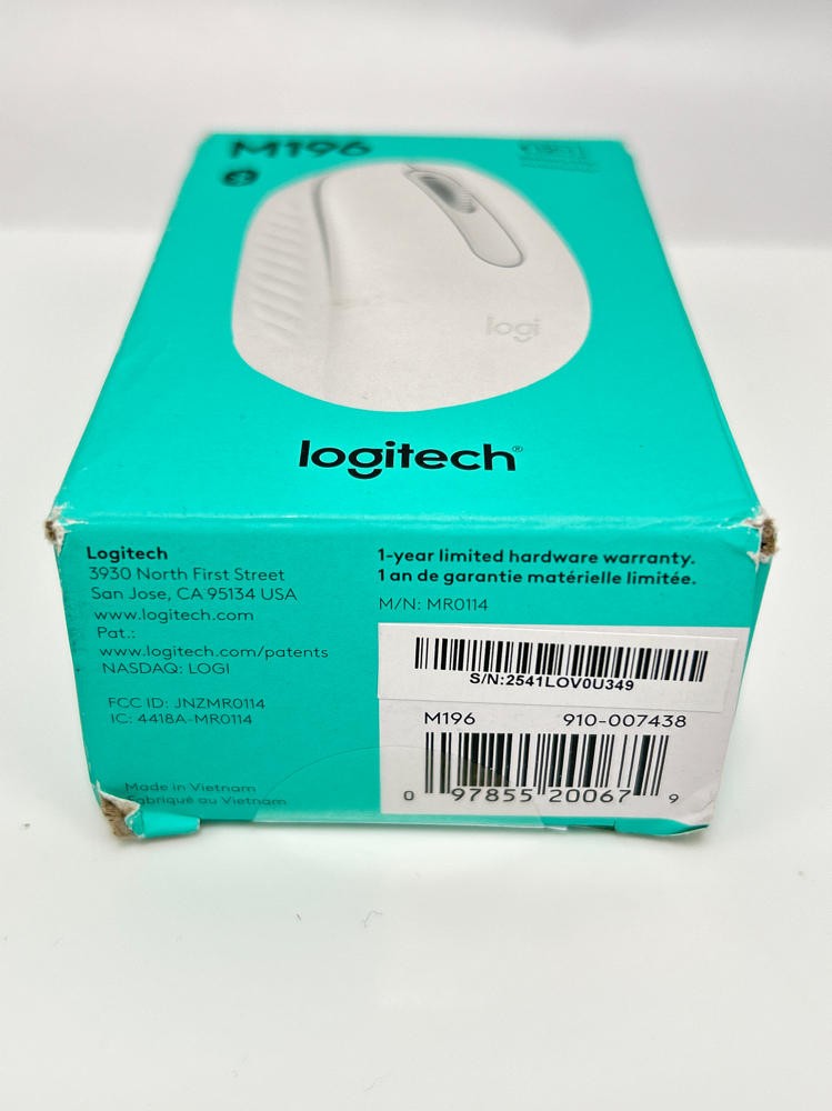 Logitech M196 Bluetooth Wireless Mouse Compact Smooth Tracking Off White PC