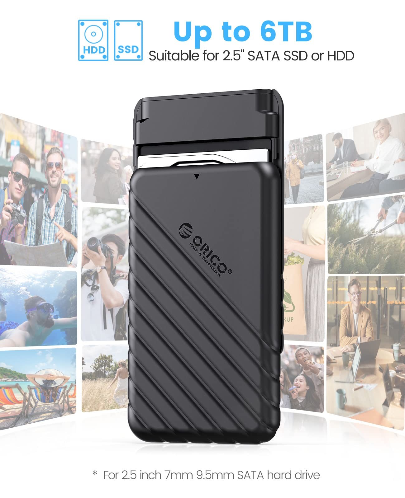 ORICO 2.5 inch USB C Hard Drive Enclosure 3.1 Gen 1 to SATA III Black