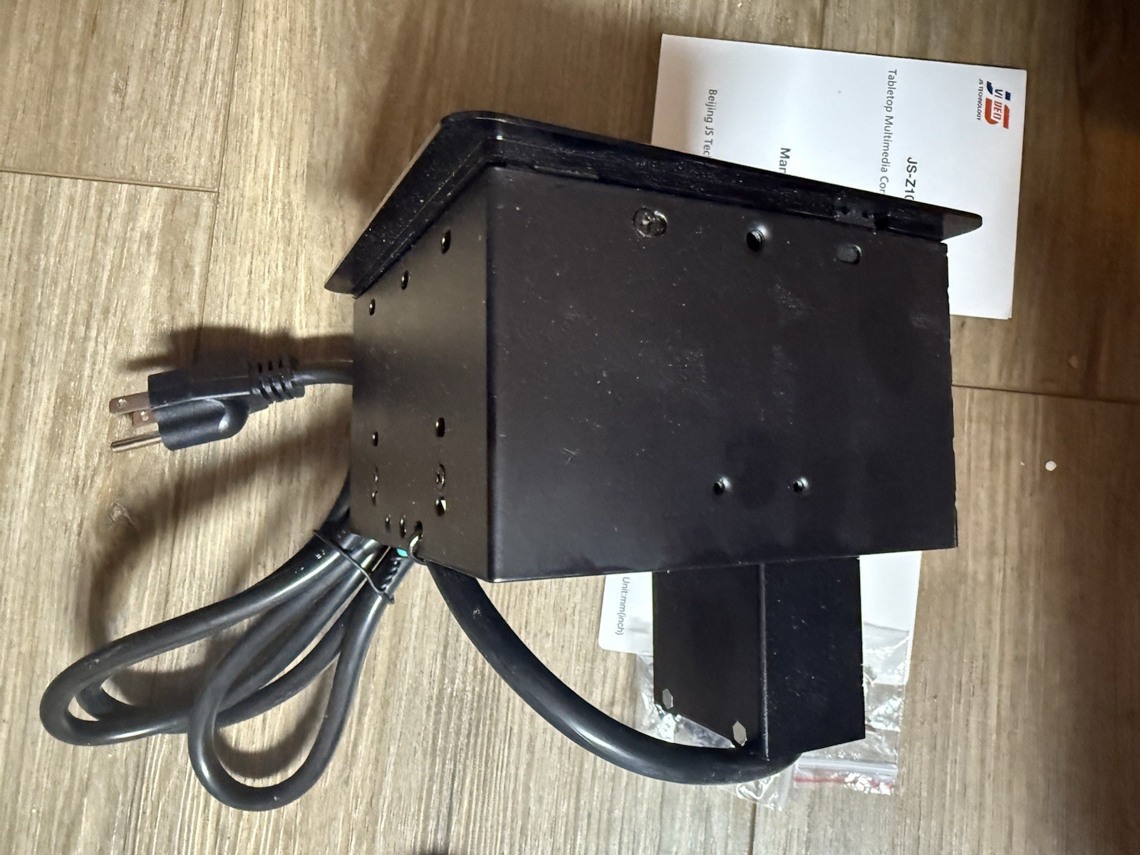 Tabletop Brush Cable Cubby Connectivity Box w2 AC Power 1USB-A Charger 1 USB-C