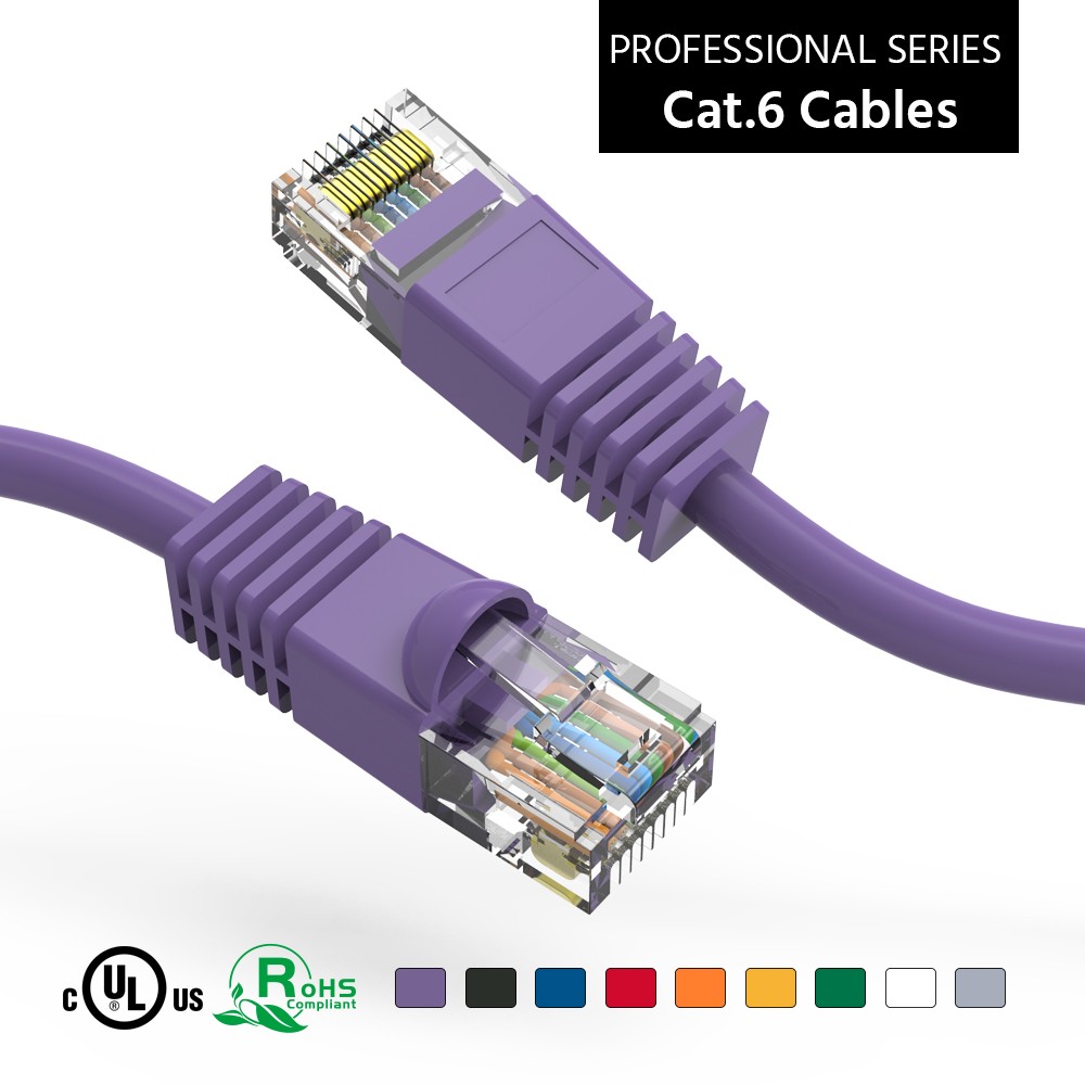 10 Pack of 8Ft CAT6 UTP Ethernet Network Booted Cable Purple
