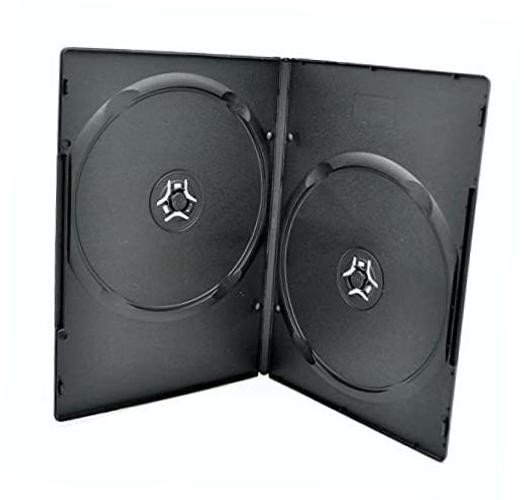 7mm Slim Black Double CD/DVD Case, 5 Pieces Pack. (2 Discs Capacity per Case)