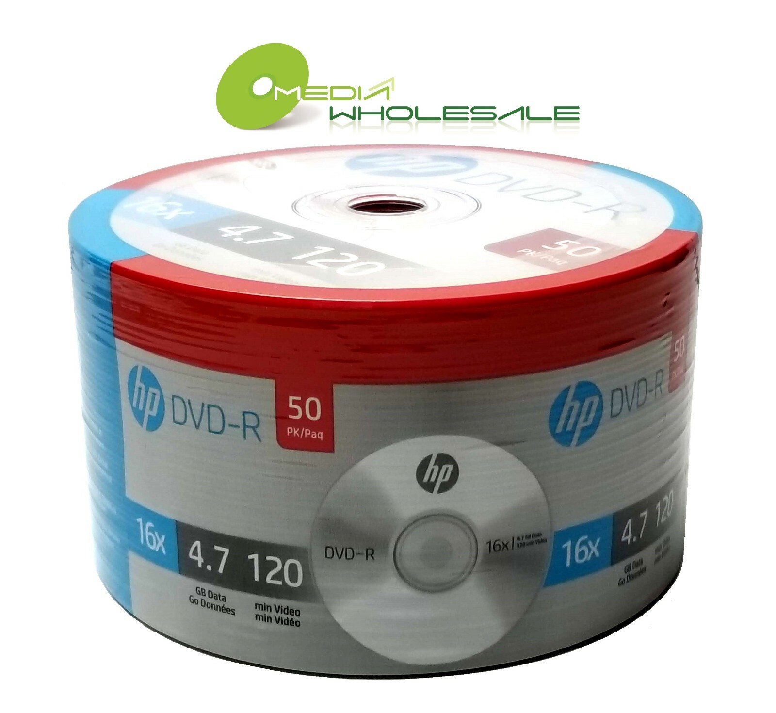 HP Blank DVD-R DVDR 16X Logo Branded 4.7GB Recordable Disc / LOT = 50 TO 1800