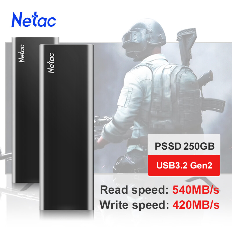 Netac 250GB Portable SSD USB 3.2 Gen2 10Gbps Type-C External Solid State Drive