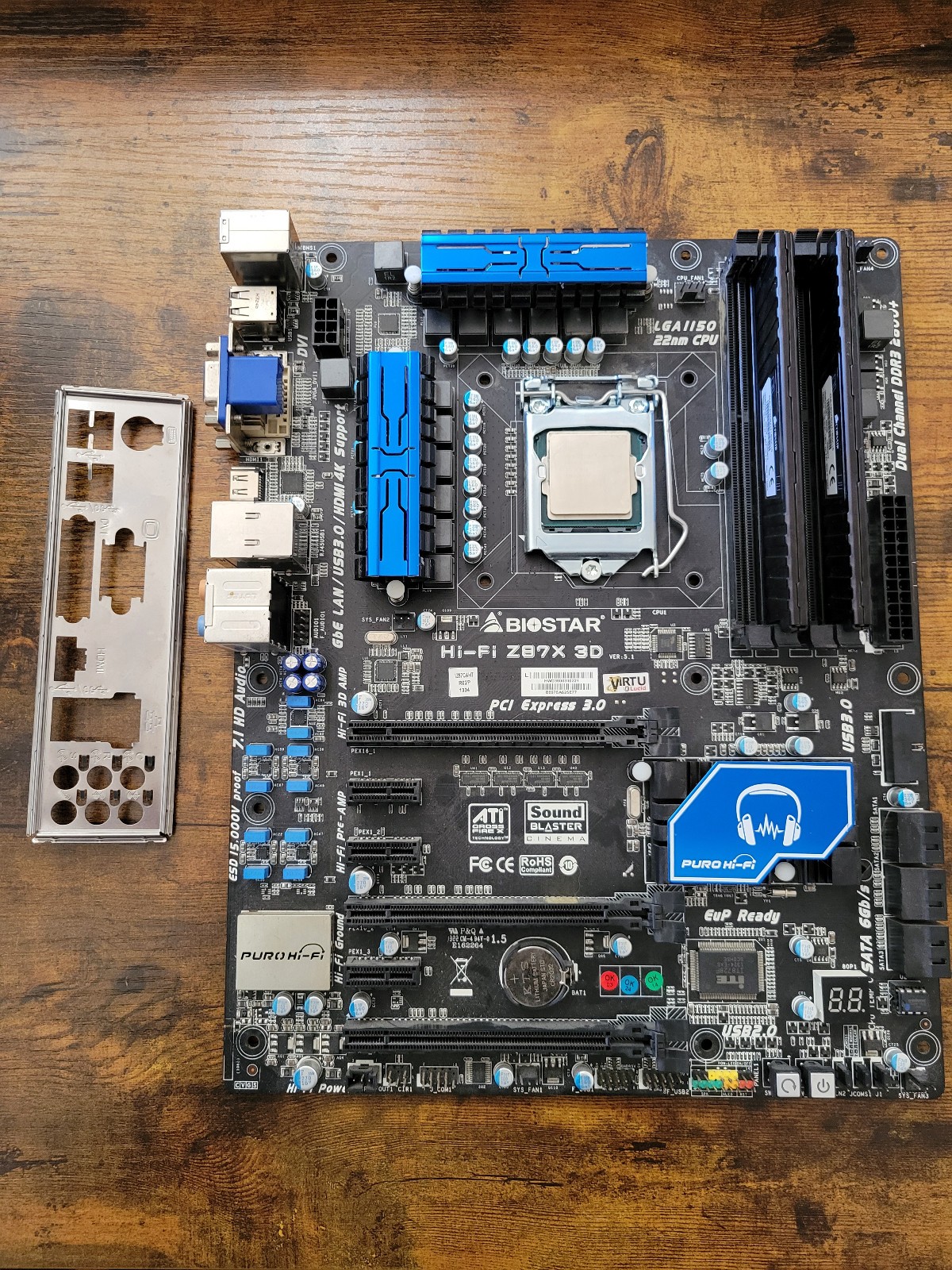 Biostar Hi-Fi Z87X 3D LGA 1150 ATX Motherboard + Intel i5-4670k + Corsair 16GB