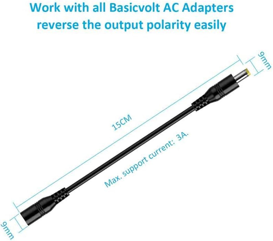 DC 5.5 2.1Mm Reverse Polarity Converter Cable Plug Universal AC Adapters and Key