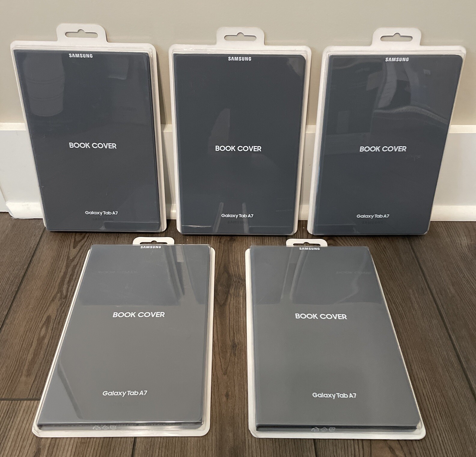 LOT OF 5 -Genuine Samsung Galaxy Tab A7 Book Cover Dark Gray Case Stand EF-BT500