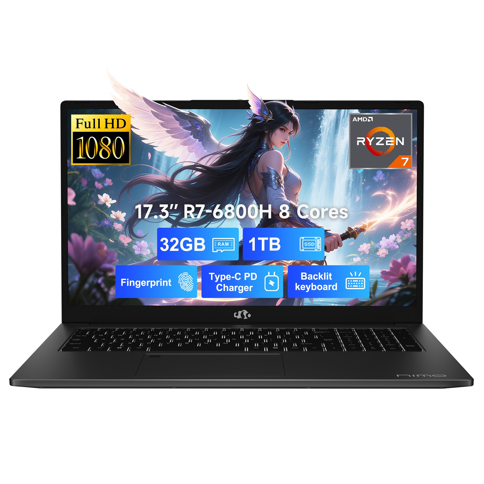 NIMO 17.3″ Gaming Laptop 32GB DDR5 RAM 1TB SSD 8 Cores AMD Ryzen 7 6800H 4.7GHz