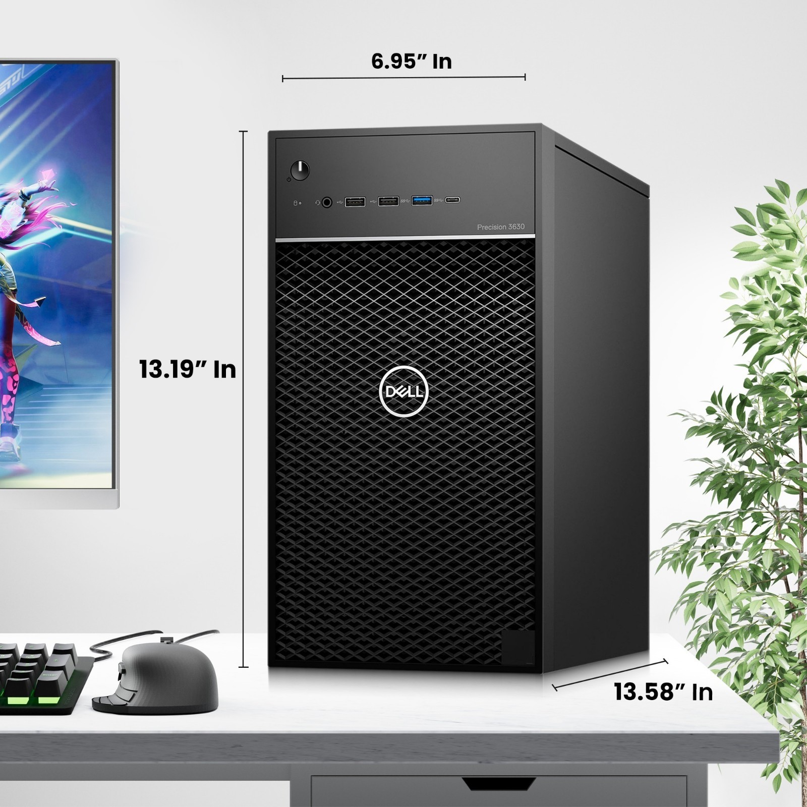Dell 3630 Mini Tower i7-8th 32GB RAM 1TB SSD 500GB HDD 24″ LED Wi-Fi KB&M Win 11