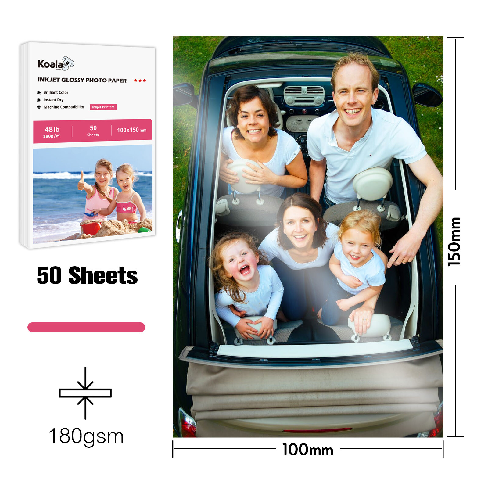 400 Sh Koala Premium Inkjet Photo Paper 4 X 6 Glossy 48lb for HP Canon Printers