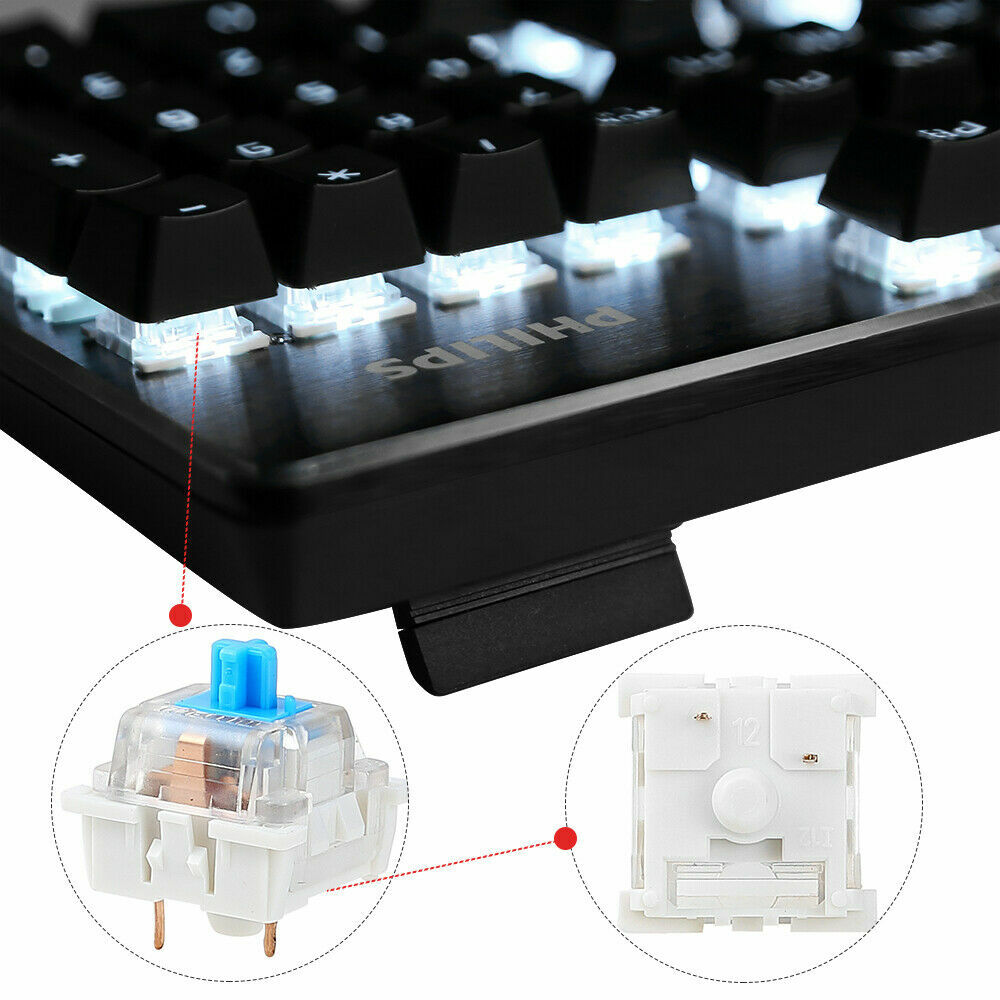 Philips Mechanical Gaming Keyboard 104-Key clear and crisp Backlit Wired Metal