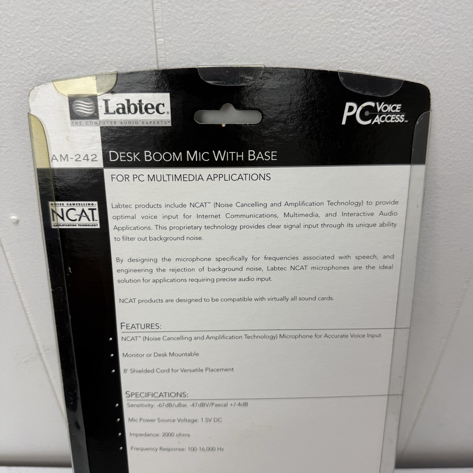 Labtec AM-242 Cable Consumer Microphone Desk Boom Mic with Base NCAT New