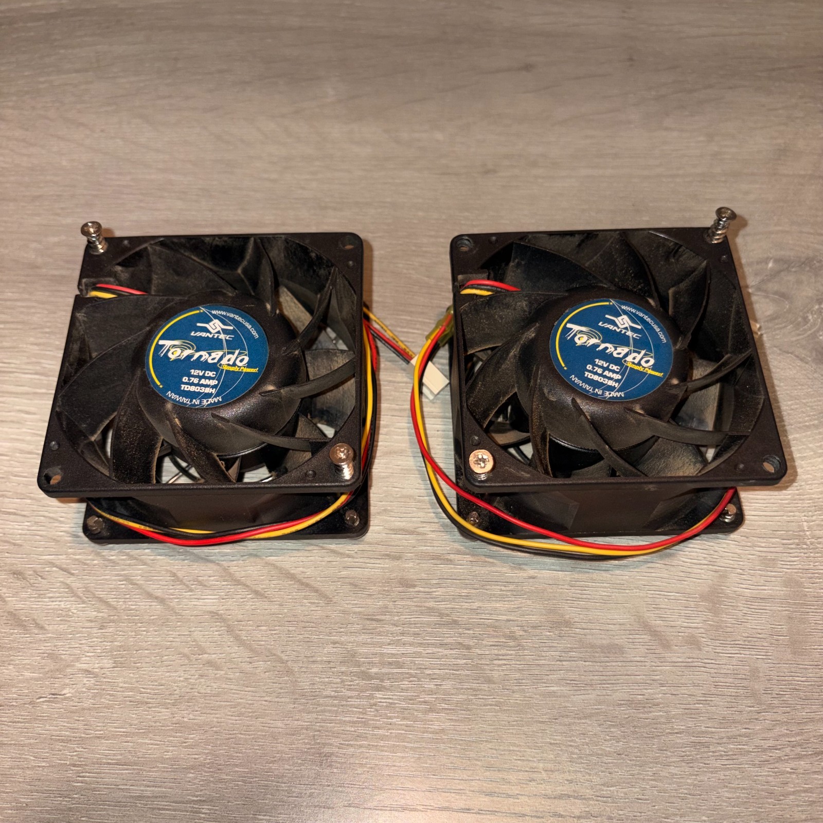 Lot Of 2 Vantec Tornado TD8038H 80mm 12V DC, 0.78 Amp High-Performance Case Fans
