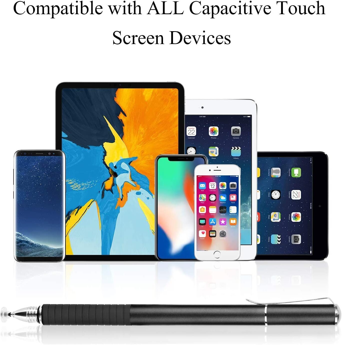3PC Universal Stylus, 2 in 1 Precision Series Disc Stylus Touch Screen Pen Black