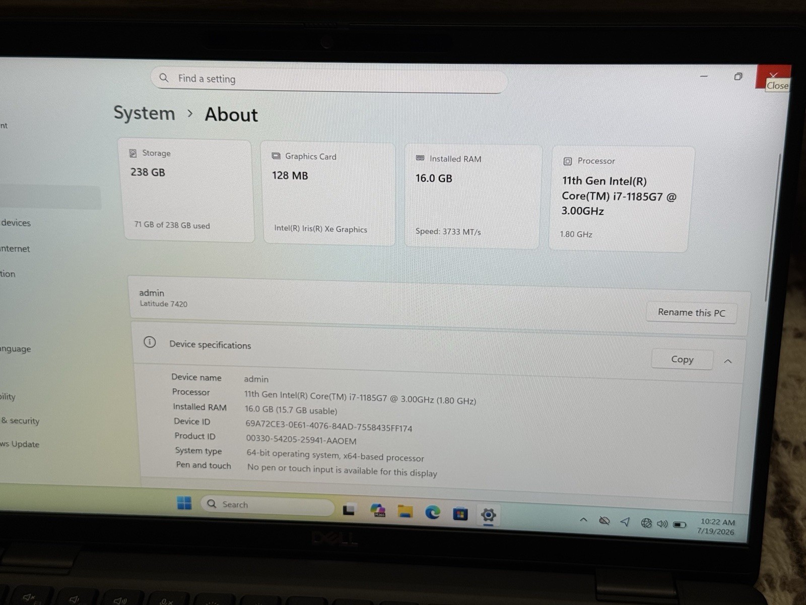 Dell Latitude 7420 14″ i7-1185G7 @ 3.0GHz 256GB SSD, 16GB RAM – Free Shipping!