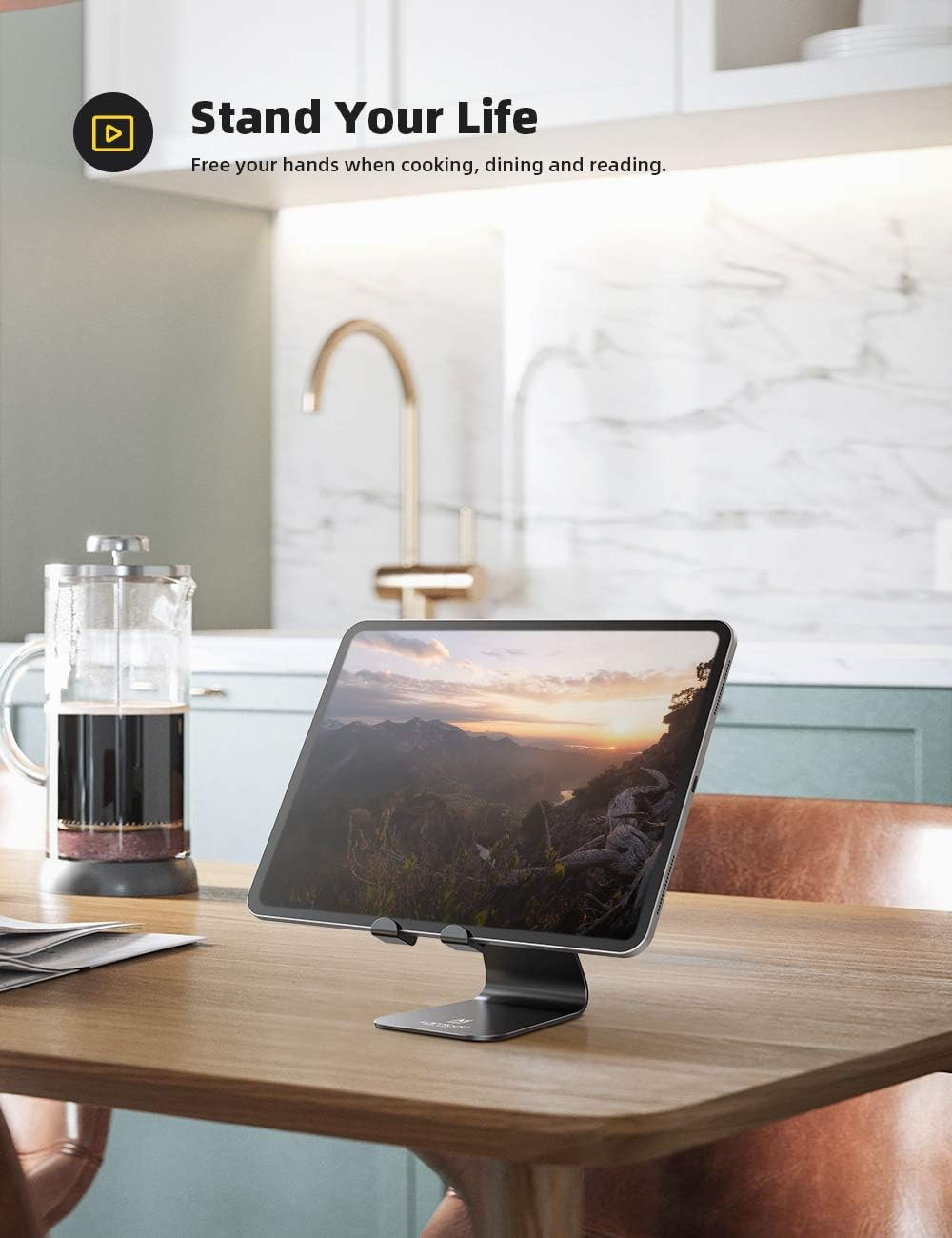 Lamicall Tablet Stand, Tablet Holder for Desk – Multi-Angle Adjustable Tablet De