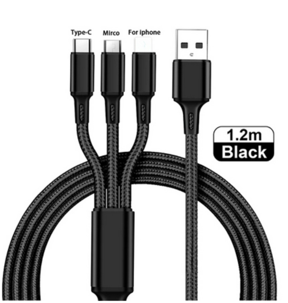 3 in 1 Multi Phone Charger Cord With Type C Micro USB Connectors Cell Phones Lot