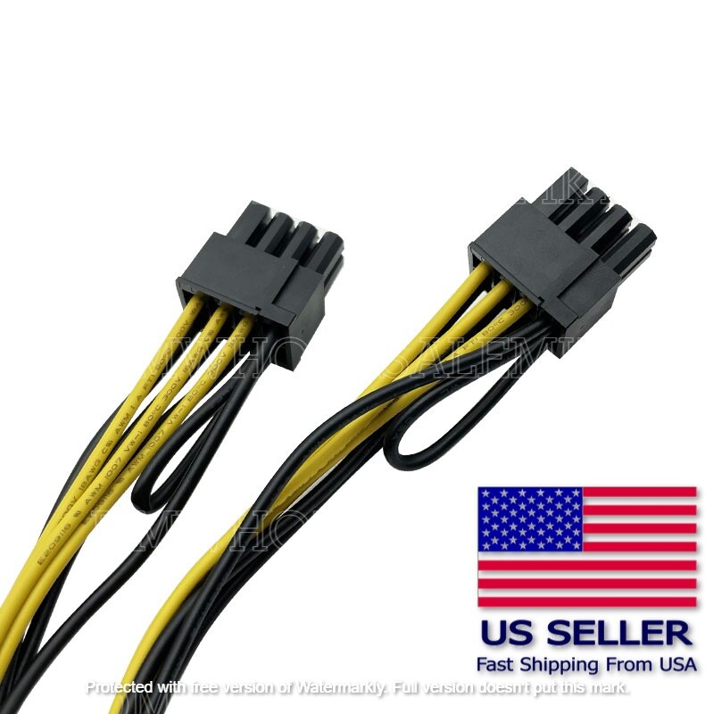 10 PACK PCIE 6 pin Female – Dual PCI-E 8 pin (6+2) Male GPU Power Cable Splitter