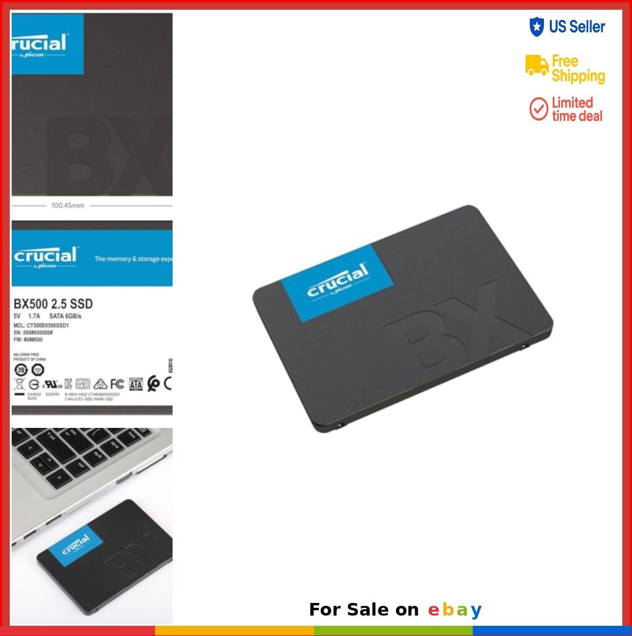 Internal Solid State Drive 500 GB SATA SSD 2.5 Inch 550 MB/s Read 500 MB/s Write