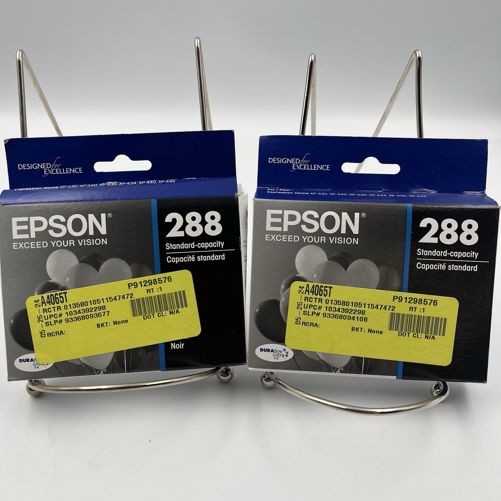 2/pck Epson 288 DuraBrite Black Ink Cartridges, Pack Of 2, T288120, exp. 12-2023