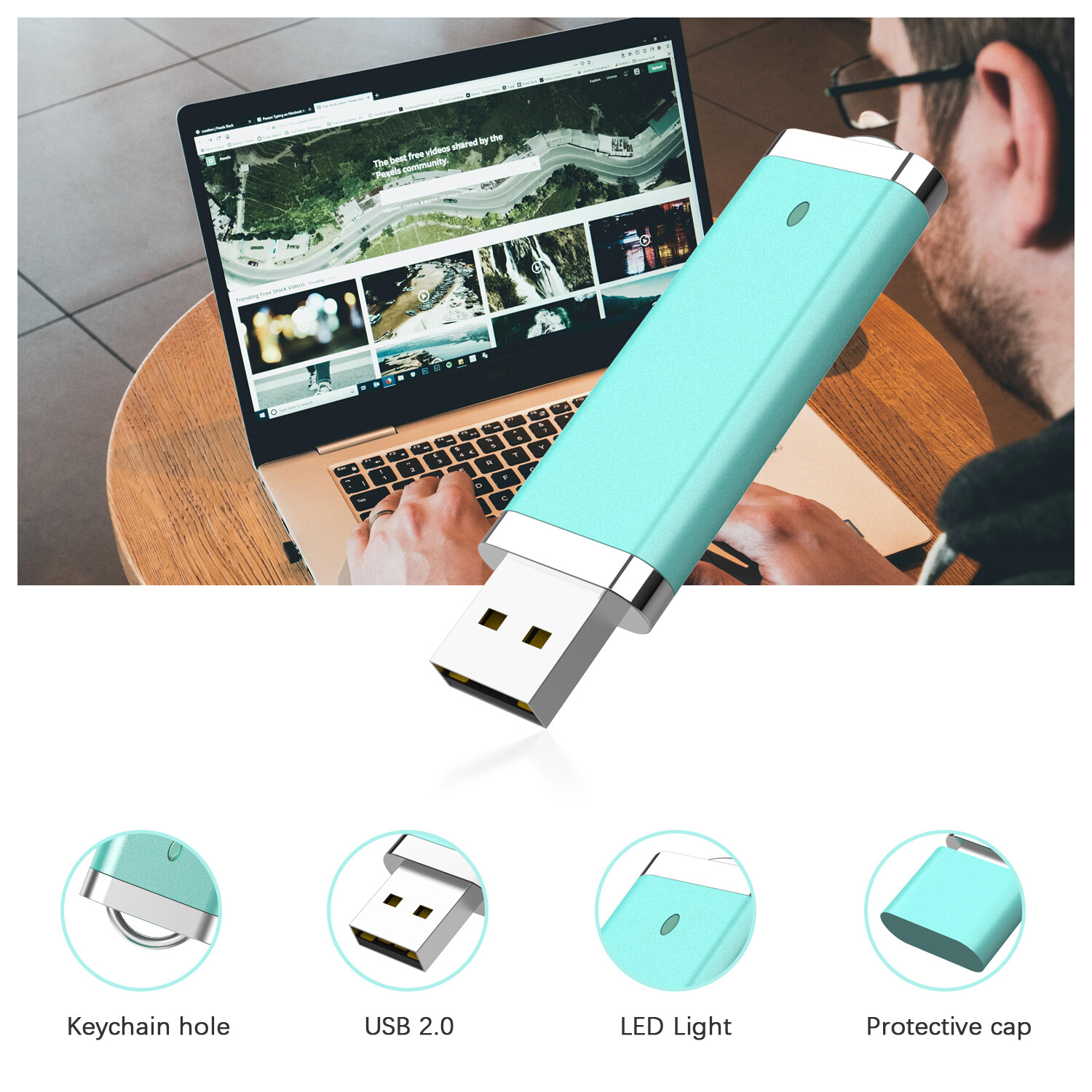 Mixed Color 3 Pack USB 2.0 32GB 64GB 3PCS Metal Flash Drive USB Memory Stick Pen