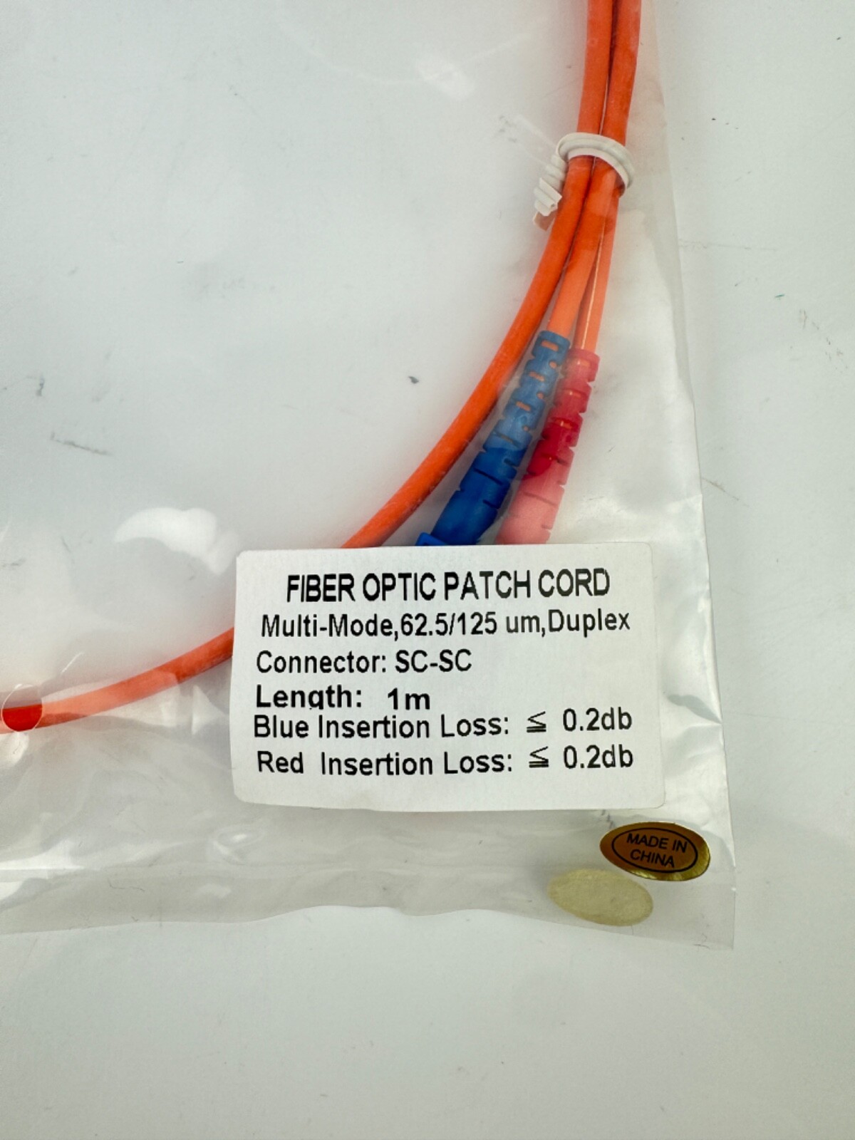 x(12) Fiber Optic Patch Cord Multi-Mode, 62.5/125 um, Duplex Connector SC-SC 1m