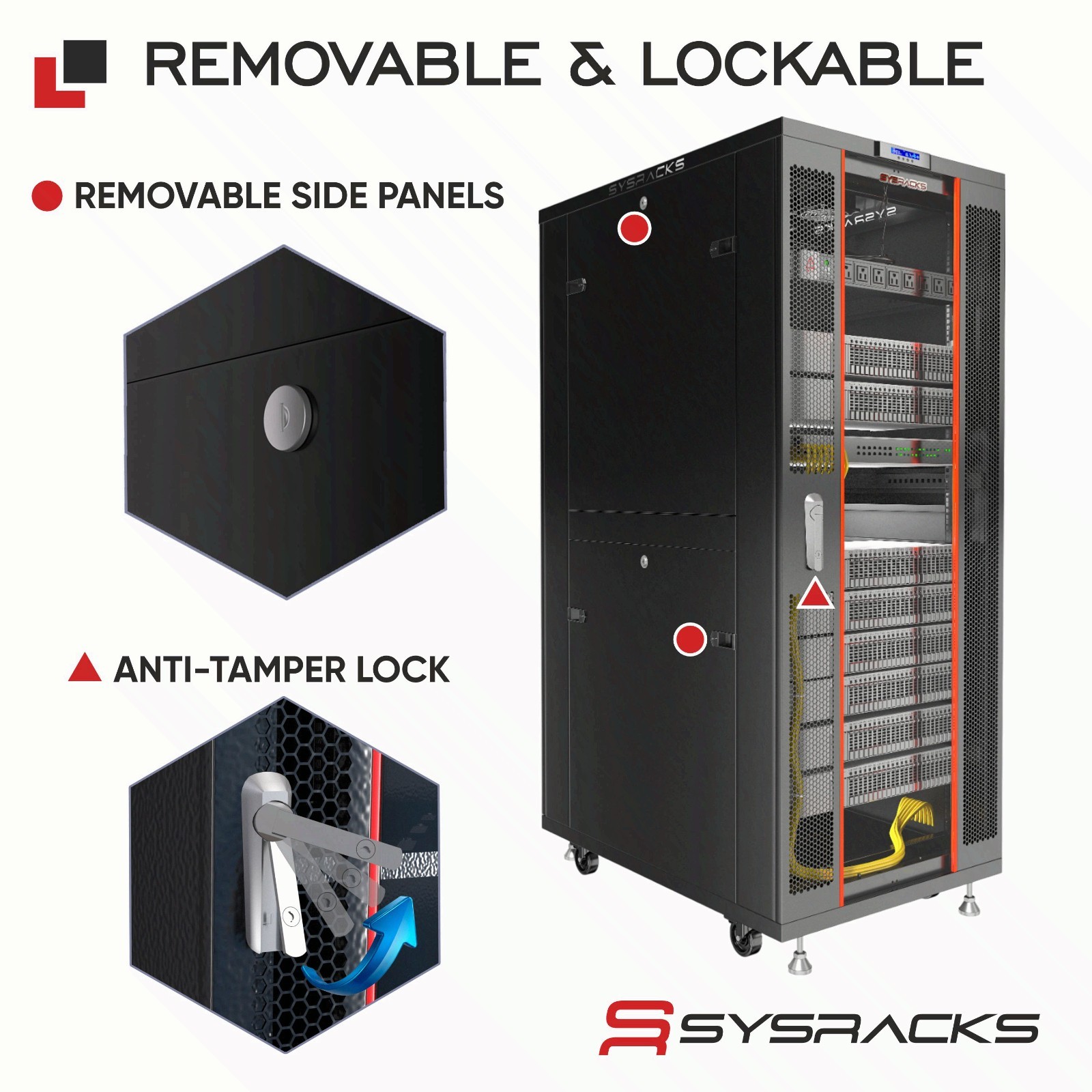 Sysracks 32U 24” Deep IT Network Data Server Rack Cabinet