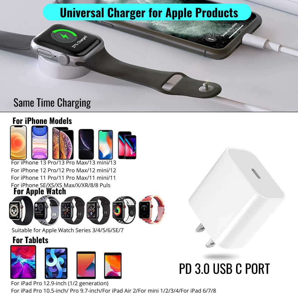 Magnetic USB-C Fast Charger Adapter Cable For Apple Watch iPhone 14 13 12 11