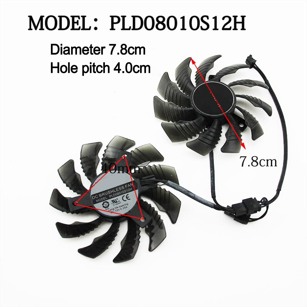 PLD08010S12H 78mm Cooling Fan for Gigabyte GeForce GTX1650 OC