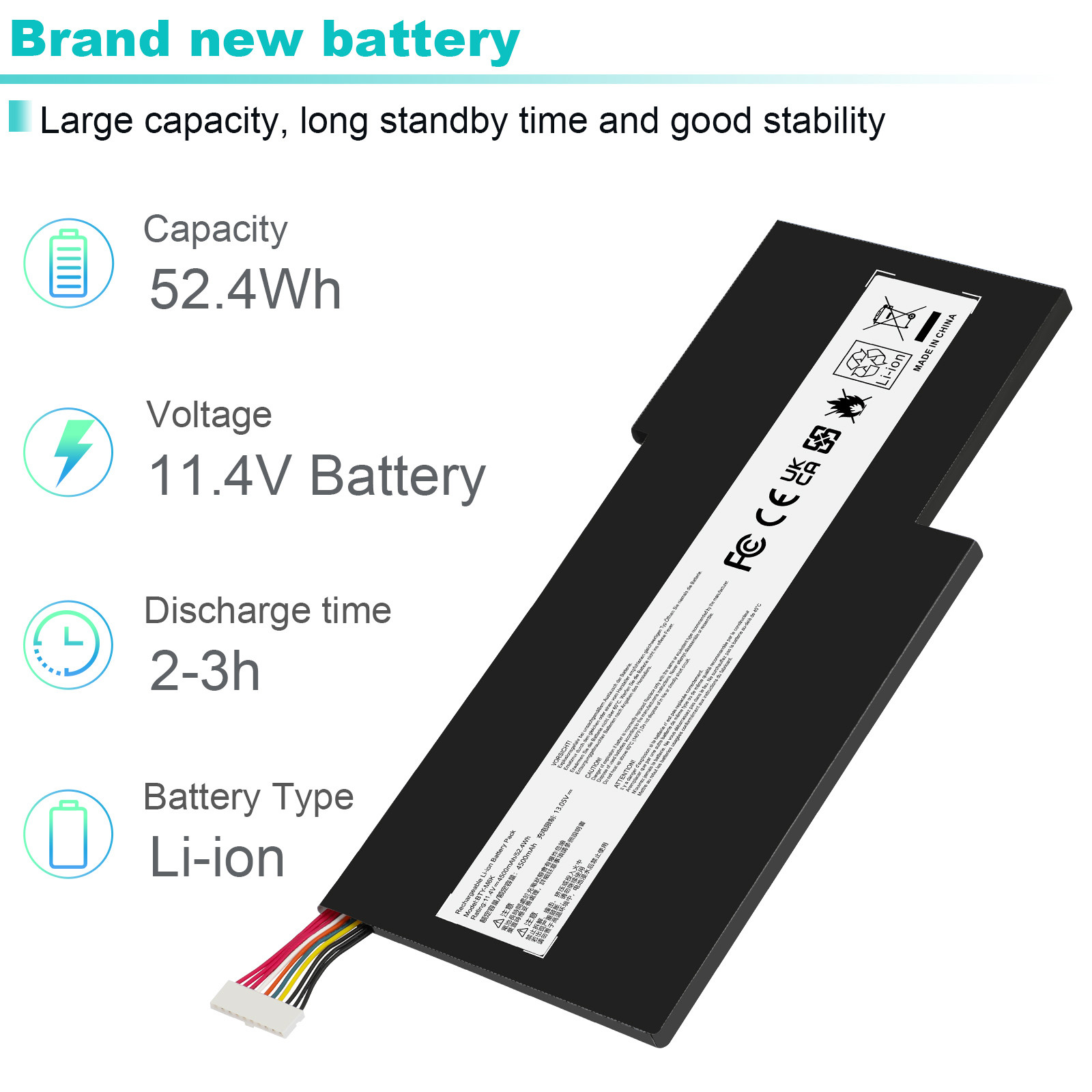 BTY-M6K Battery For MSI GF63 Thin 8RD 8RC 9SC GF75 Thin 3RD 8RC 8RD 9SC 52.4Wh
