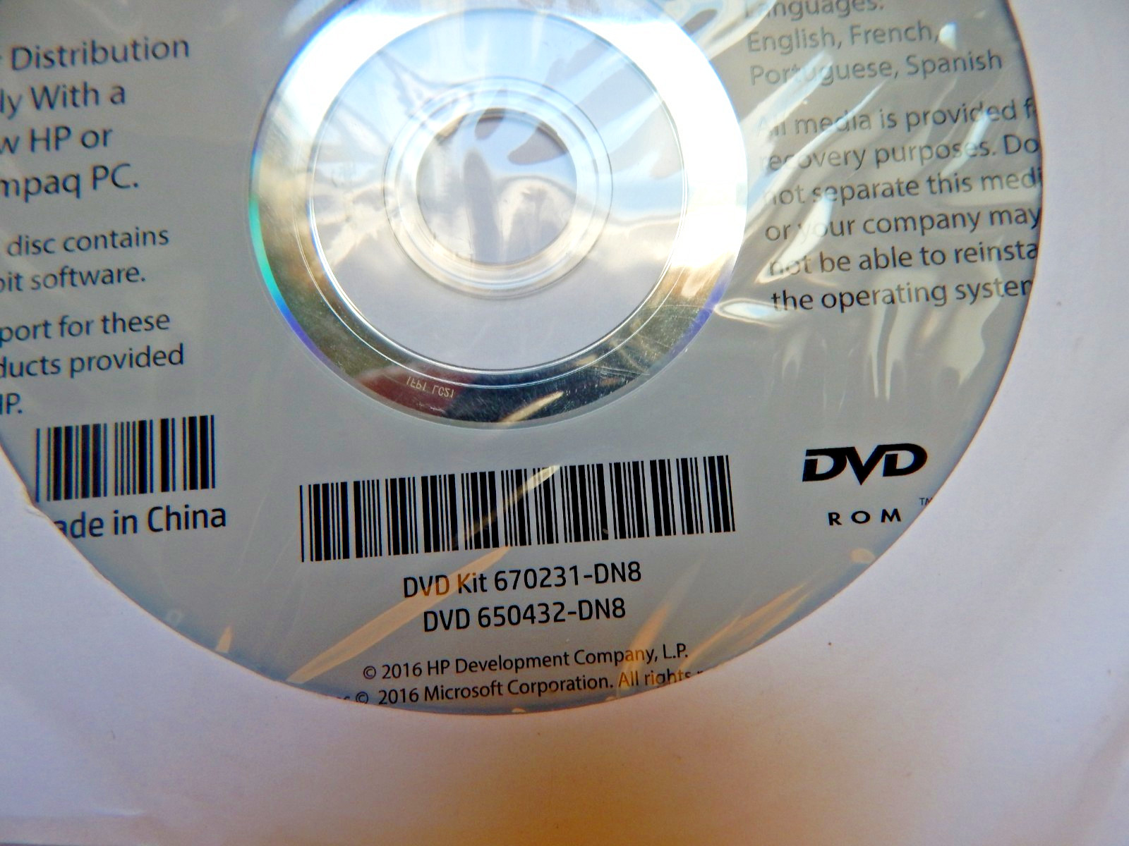 HP Operating System DVD – Windows 7 Pro SP1 32-bit 670231-DN8 No PRODUCT KEY #77