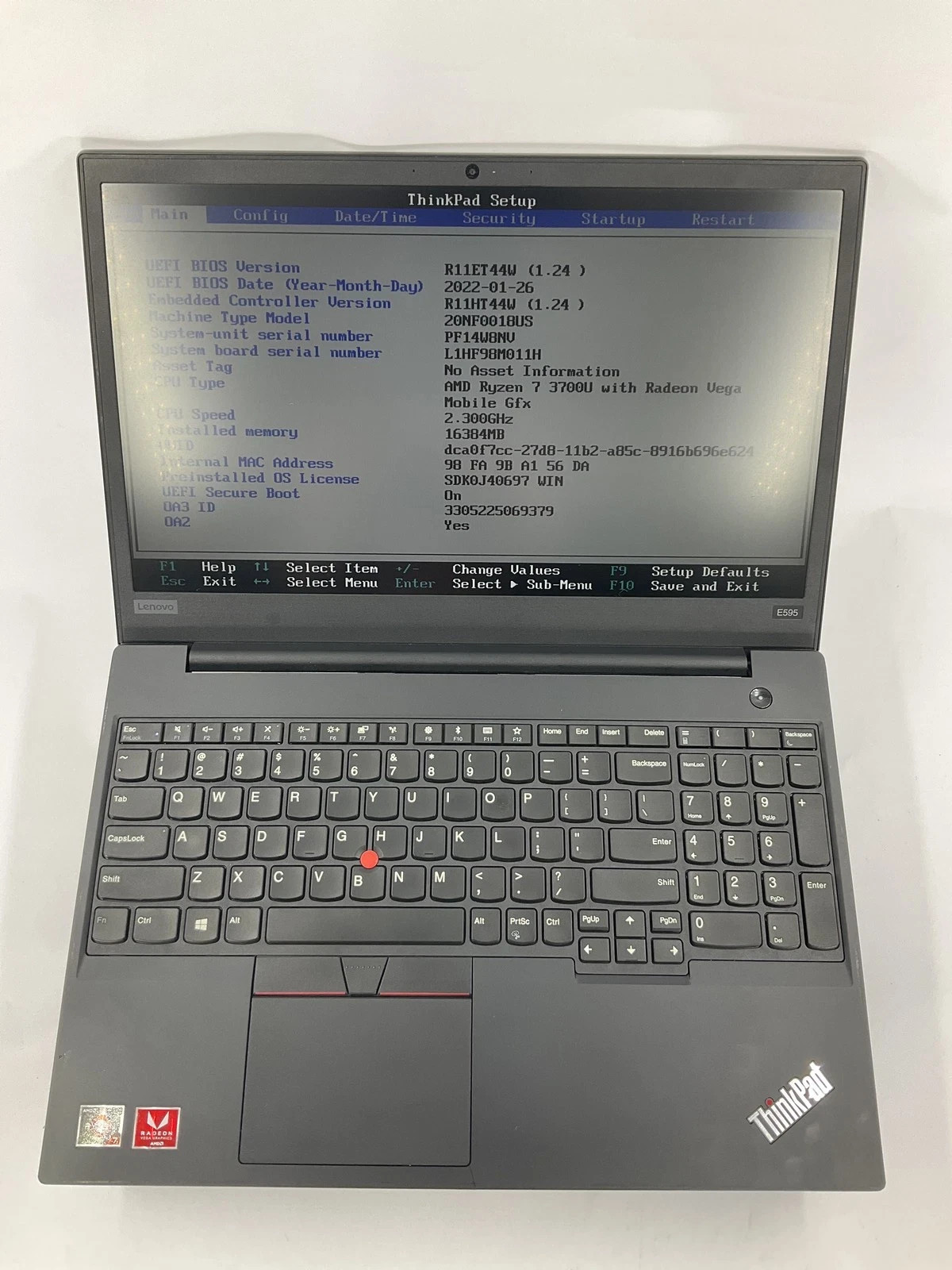 Lenovo ThinkPad E595 15.6″ AMD Ryzen 7 3700U 16GB DDr4 256GB Win11P Office 2024