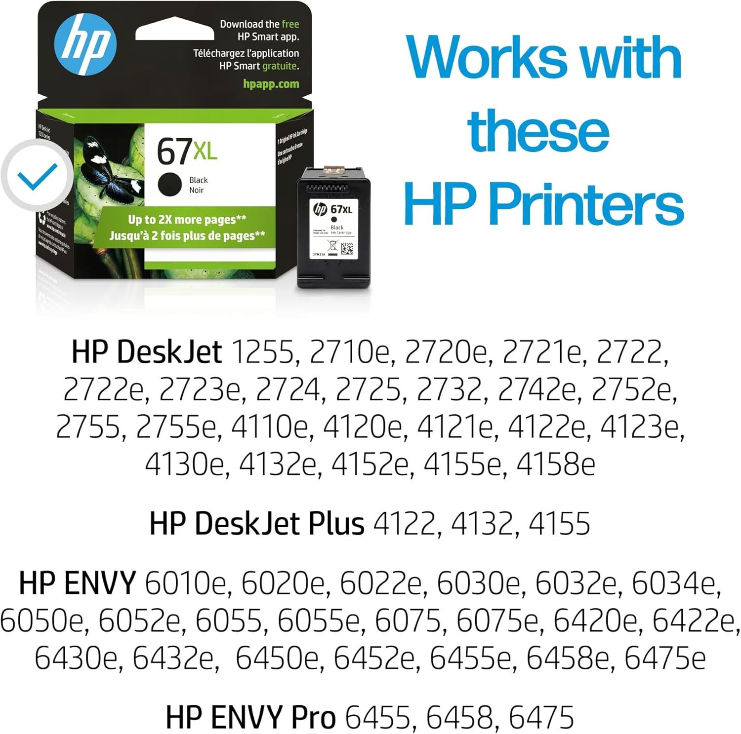HP 67XL High-Yield Black Original Ink Cartridge, 240 Pages, (3YM57AN#140)