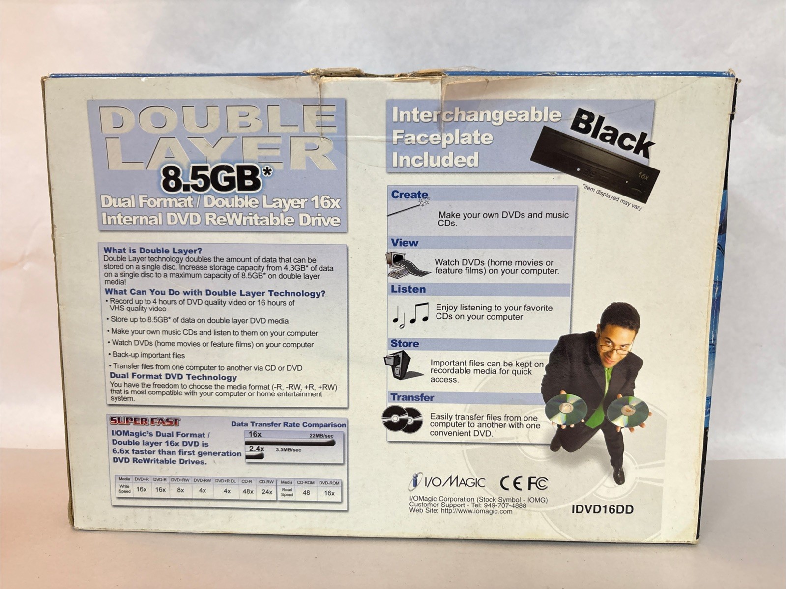 I/O Magic Internal DVD+RW/+R Drive 16x Dual Format Double Layer #IDVD16DD NIB