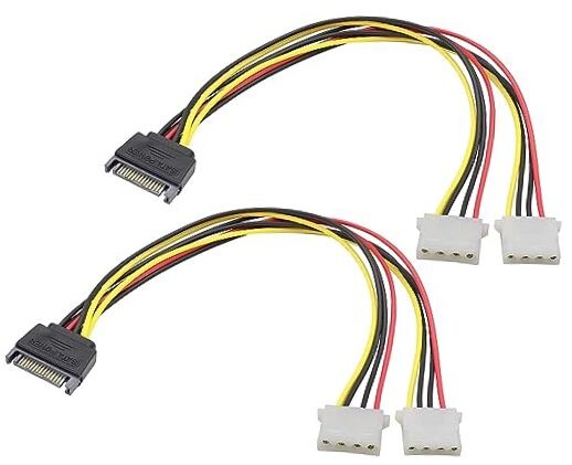 zdyCGTime SATA 15pin to Dual 4pin Molex one-to-Two Power Cord Cable,sata 15P