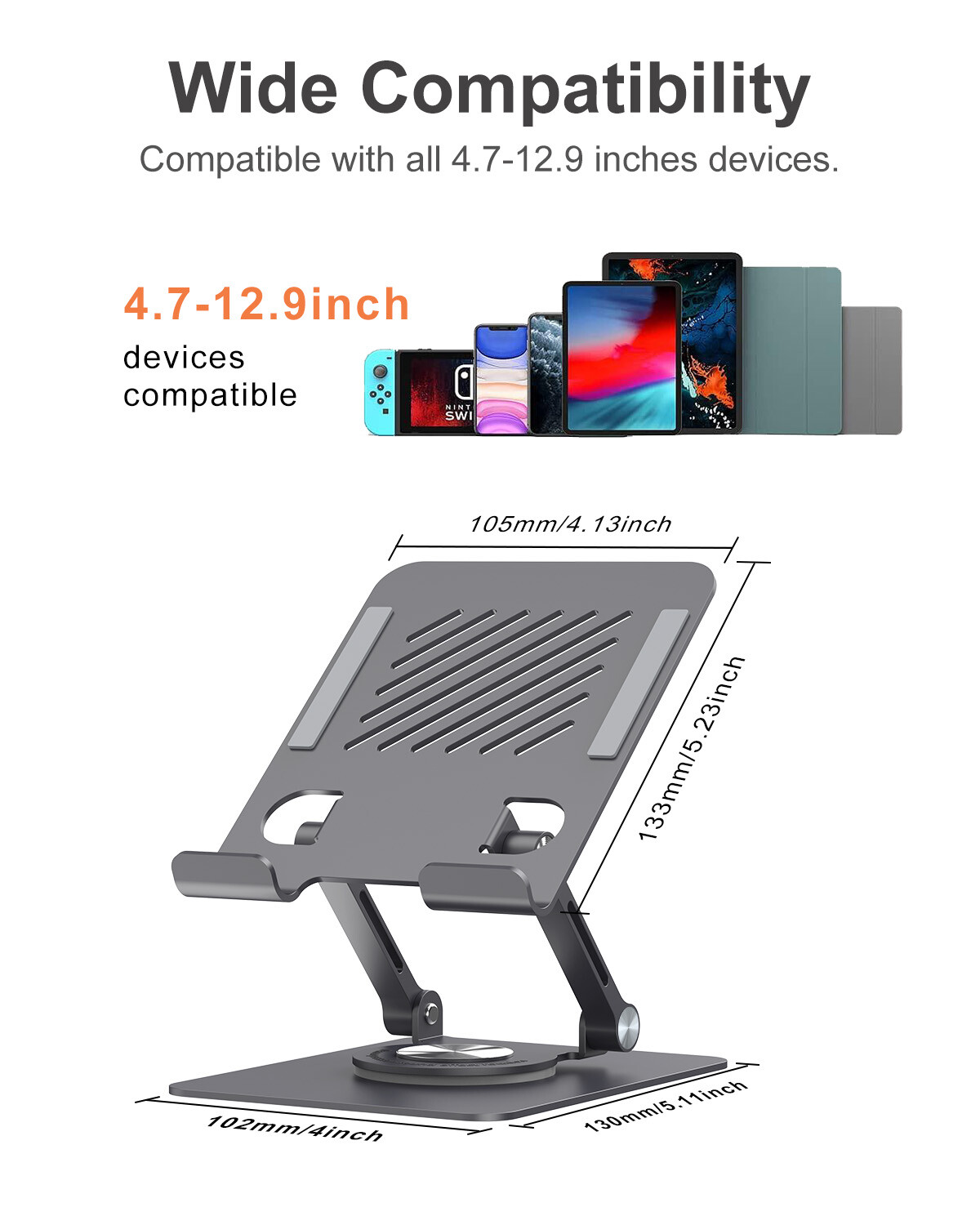 Metal 360°Adjustable Phone Tablet Stand Desk Holder Mount Cradle For iPhone iPad