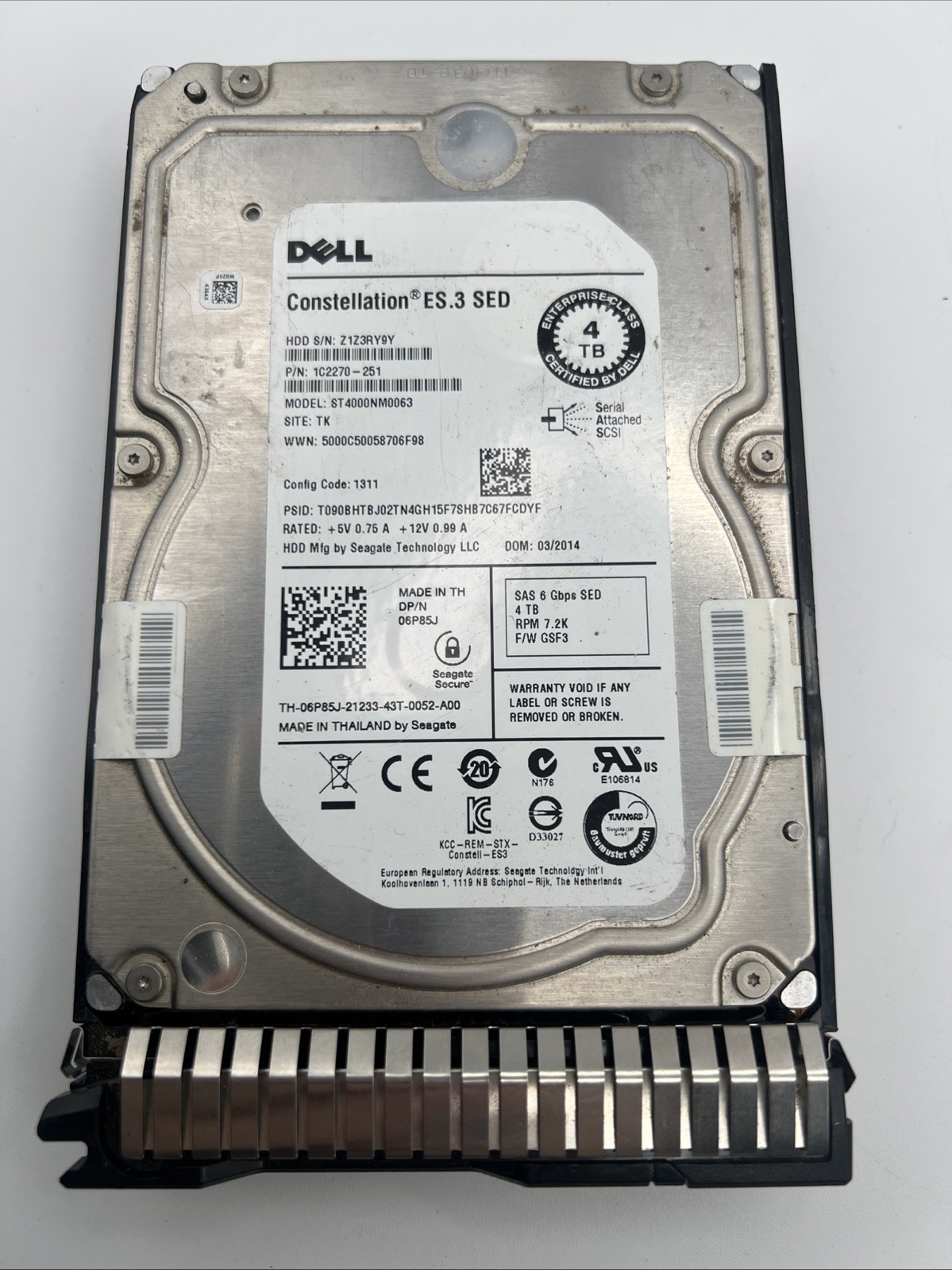 ST4000NM0063 Seagate CONSTELLATION 4TB 7200RPM 6Gb 3.5″ SAS HDD Hard Drive Tray