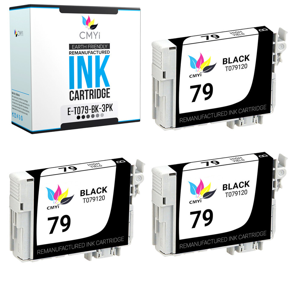 T079 Black Color Ink Cartridges for Epson 79 Fits Artisan 1430 Stylus Photo 1400