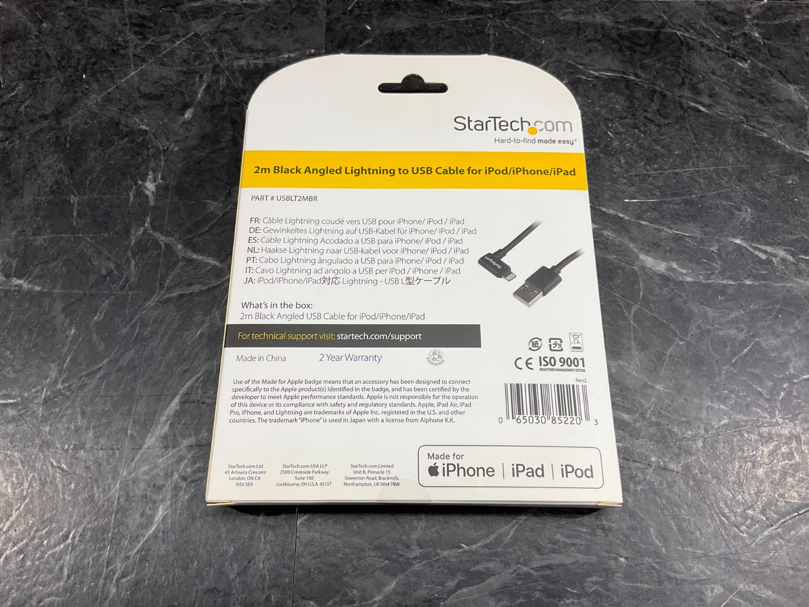 StarTech USB-A to Right Angle Lightning Cable 6 feet USBLT2MBR 🇺🇸✨🇺🇸✨ NEW!