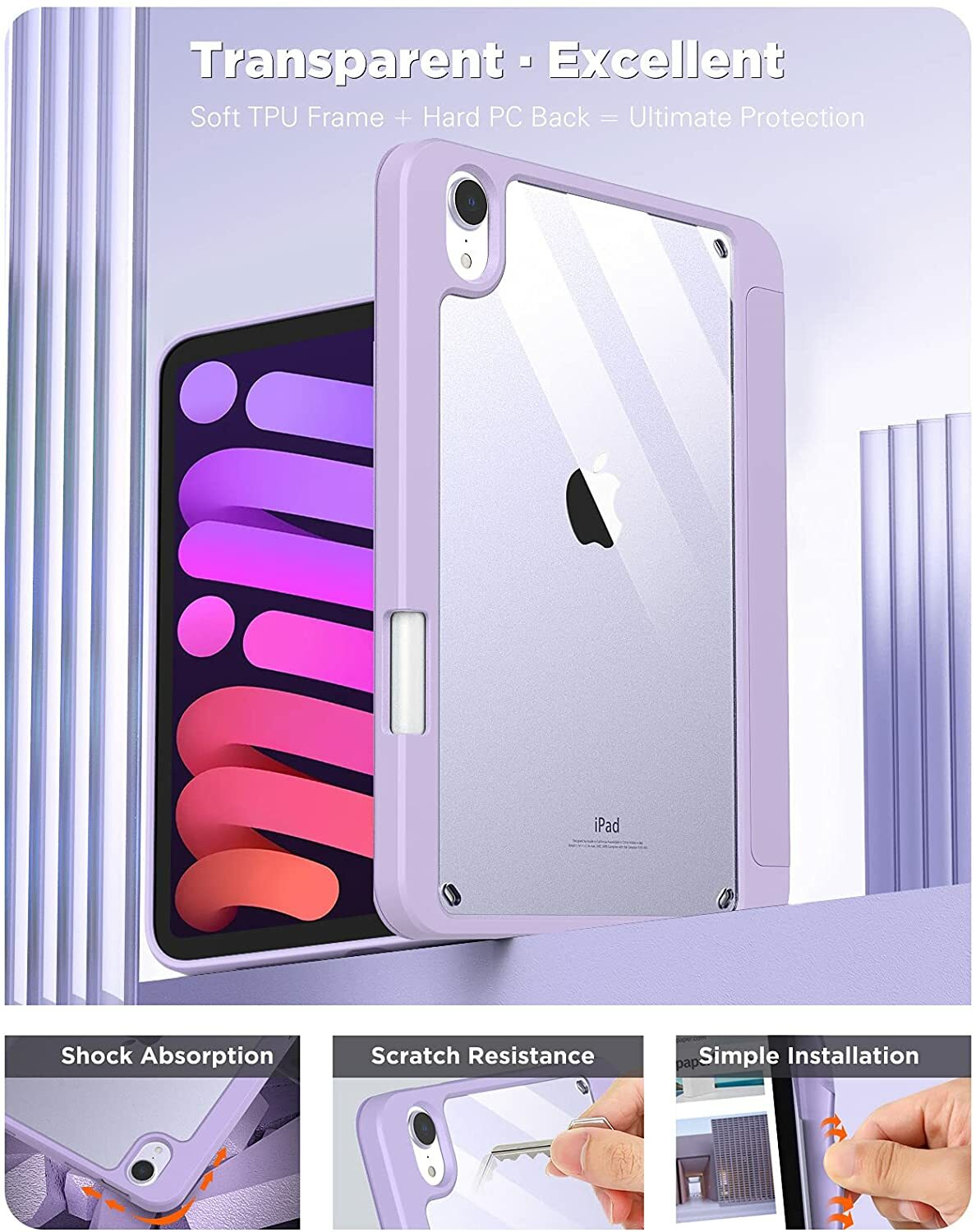 Case for iPad Mini 6th Generation 8.3-inch 2021 w/ Pencil Holder Stand Cover