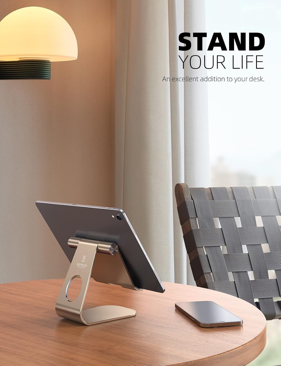 Tablet Stand Adjustable Desktop Holder Gold Aluminum Dock S1